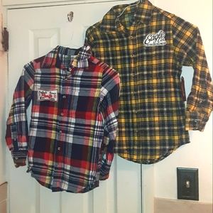 NWT 2 Arizona Jean Co Boys Flannel Button Front Shirts M8